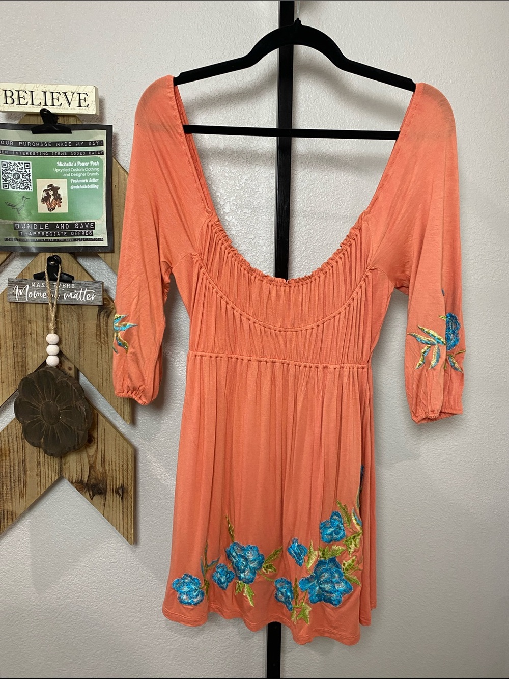 Krista Lee Coral Elastic Waist mini dress